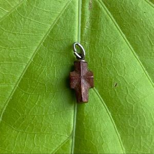 Vintage Petrified Wood Cross Charm
